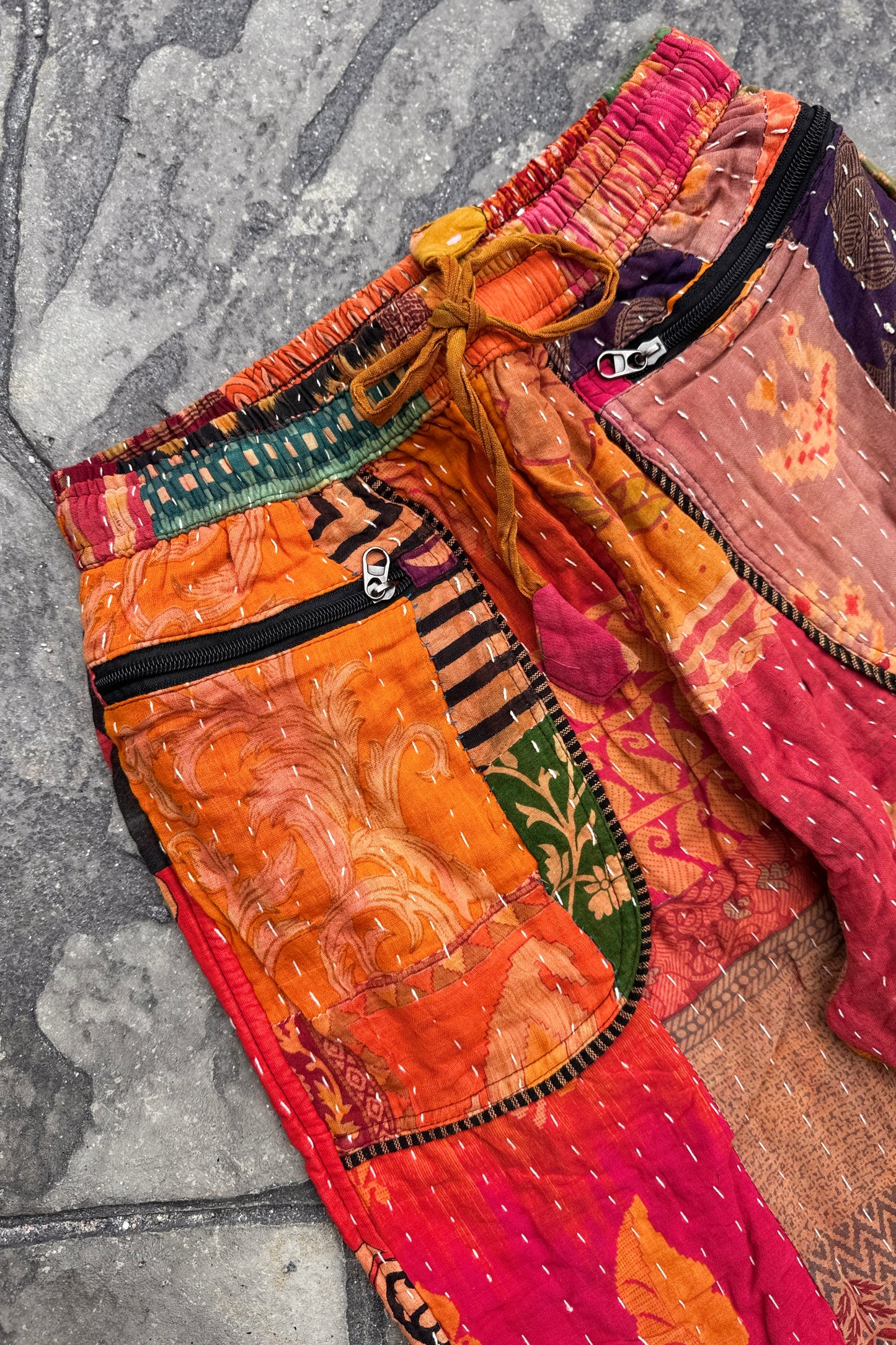 Kantha Trousers w/ Elastic Waist