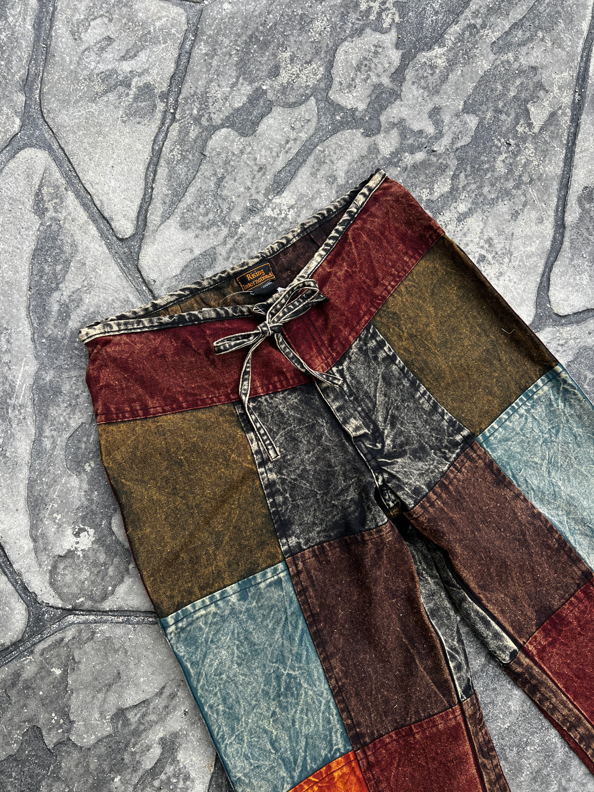 Multi-Color Stonewash Patch Trousers