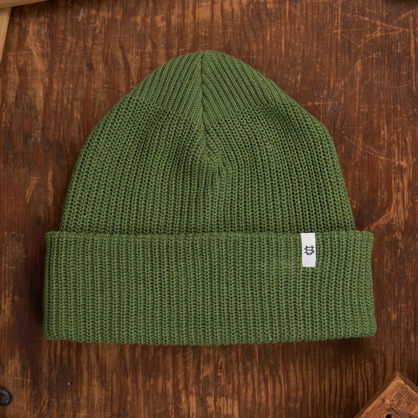 Moss Green Upcyled Cotton Beanie